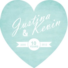 Textured Turquoise Heart 10th Anniversary Invitation