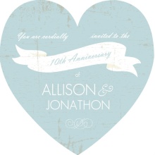 Blue and white Banner Anniversary Invitation