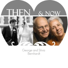 Now and Then Grey Heart Anniversary Invitation