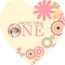 Colorful Flowers  1st Birthday Invitation