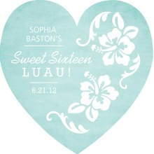 Turquoise and White Floral Luau Invitation