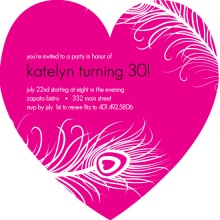 Hot Pink and Feather 30th Birthday Invitation