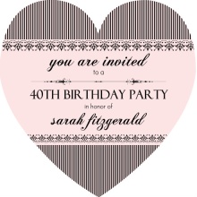 French Striped Pink 40th Birthday Invitation