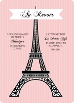Pink Paris Eiffel Tower Farewell Party Invite