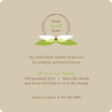 Taupe and Green Leaf Monogram Housewarming Party Invitation