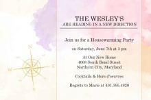 Compass Watercolor Housewarming Invitation