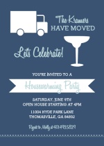 Blues Moving Truck and Cocktail Housewarming Invitation