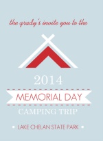 Red and Light Blue Camping Trip Memorial Day Invitation