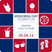 Red and Blue Blocks Memorial Day Invitations