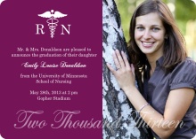 Graduation Announcement Purple RN