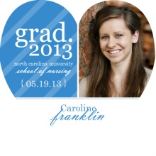 Graduation Announcement Blue Stripe Heart