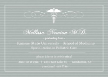 Gray Striped Med School Grad Invite