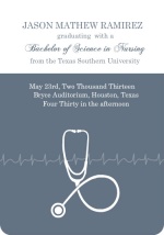 Grey Stethoscope Nursing School Graduation Announcement 