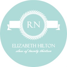 Blue and White Monogram Nursing Grad Invite