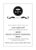 Elegant Black Monogram  Nursing Graduation Announcement