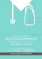 Turquoise Scrubs Medical School  Graduation Invitation