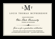Monogram Cream and Black Formal  Dental School Grad Invite