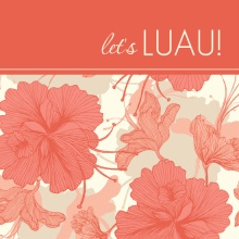 Coral Floral Hawaiian Luau Invitation