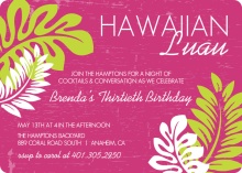 Pink and Palm Leaves Luau Party Invitation