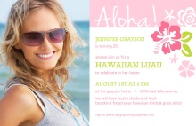 Pink Hawaiian Luau Birthday Invitation 