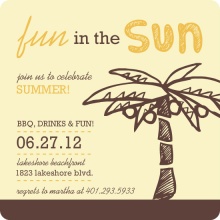Orange and Brown Palm Tree Summer Party Invitation