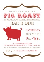 Modern Brown and Red Pig Roast BBQ Invite