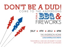 Patriotic Fireworks Fourth of July Invitations