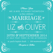 Western Turquoise Flourish  Wedding Invitation