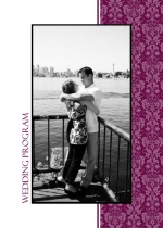 Sangria and Black Elegant Damask Wedding Program
