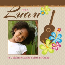 Pink and Brown Kids Birthday Luau Invitation