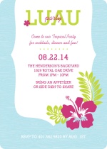 Hawaiian Flowers and Frame luau Party Invitations