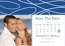 White Scattered Lines and Blue  Save The Date