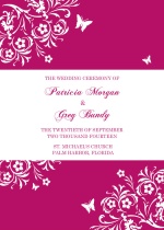 Bright Pink Butterfly Floral  Wedding Program