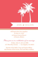 Pink and Orange Tropical Destination  Wedding Reception Card
