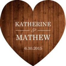 Wooden Picture Perfect Love  Heart Wedding Invite