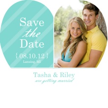 Turquoise and White Stripes Save The Date