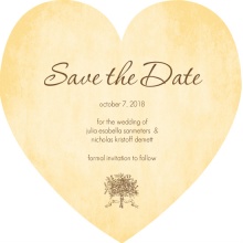 Brown and White Antique Wedding Heart Save the Date