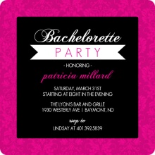 Pink Elegant Damask Bachelorette Party Invitation