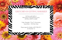 Flowers and Zebra Bachelorette Party Invite