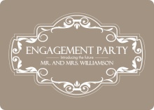 Tan Floral Frame Engagement Party Invitation