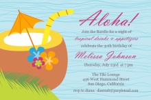 Blue Tropical Drink Luau Birthday Invite