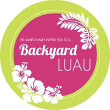 Hibiscus and Palm Leaves Luau Party Invitation