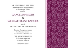 Sangria and Black Elegant Damask  Wedding Invitation
