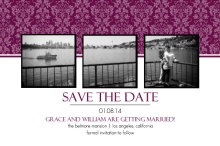 Sangria and Black Elegant Damask  Save The Date Announcement