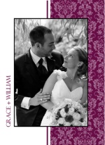 Sangria and Black Elegant Damask  Thank You Card