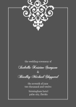 Gray and Elegant White Flourish  Wedding Program
