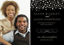 Black with White and Gold Dots Photo Engagement Announcement