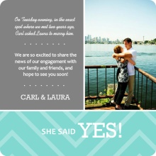 Gray and Turquoise Zig Zag Engagement Announcement