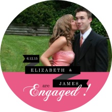 Black and Pink Banner Circle Engagement Announcement