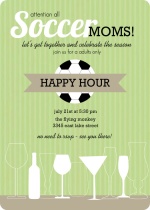 Green Stripe White Drinks Soccer Mom Invitation